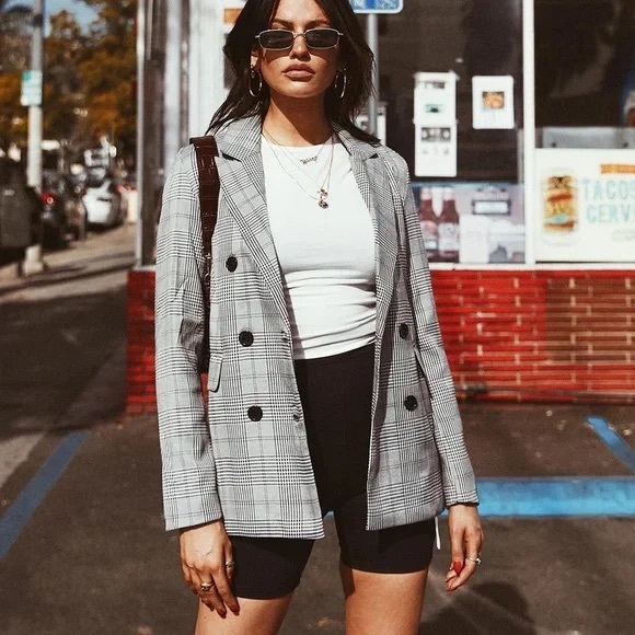 Princess Polly Cloe Fanti Blazer Grey plaid - Picture 5 of 8